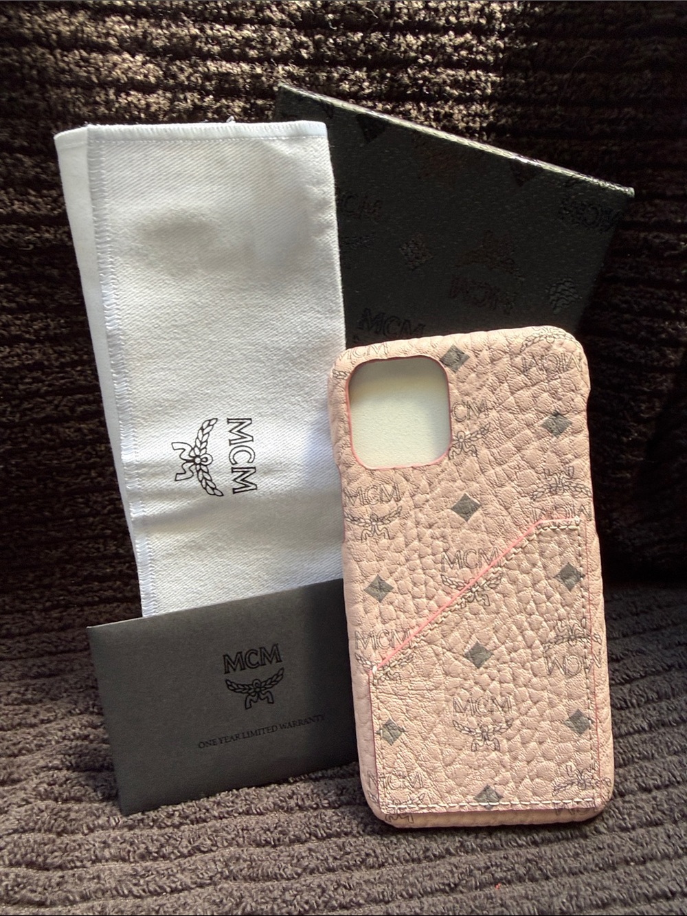 MCM Blush Pink Monogram Pebbled Leather iPhone Case